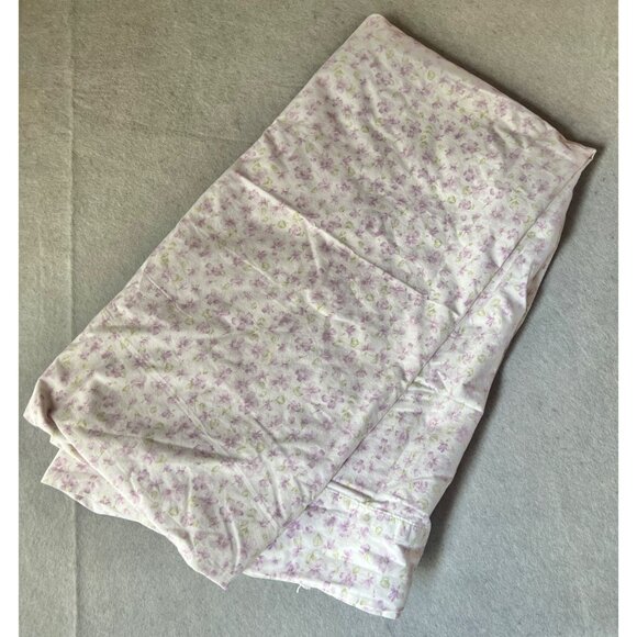 Ralph Lauren Emilie King Flat Sheet Shabby Chic Cotton Floral Print Rare Violets - Picture 5 of 5